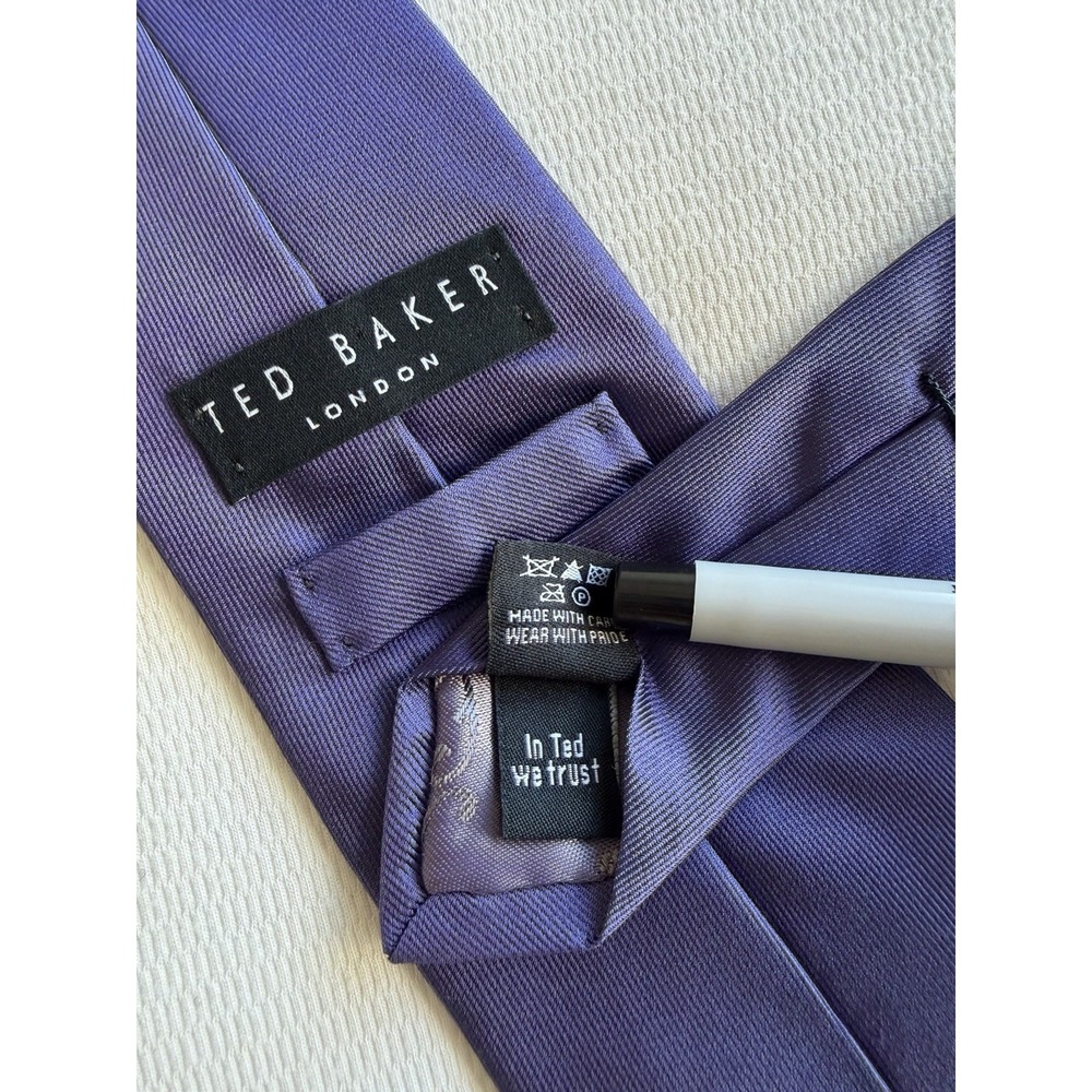 Ted Baker London Solid Lavender Purple Twill Long 60.25" 100% Silk Tie Necktie
